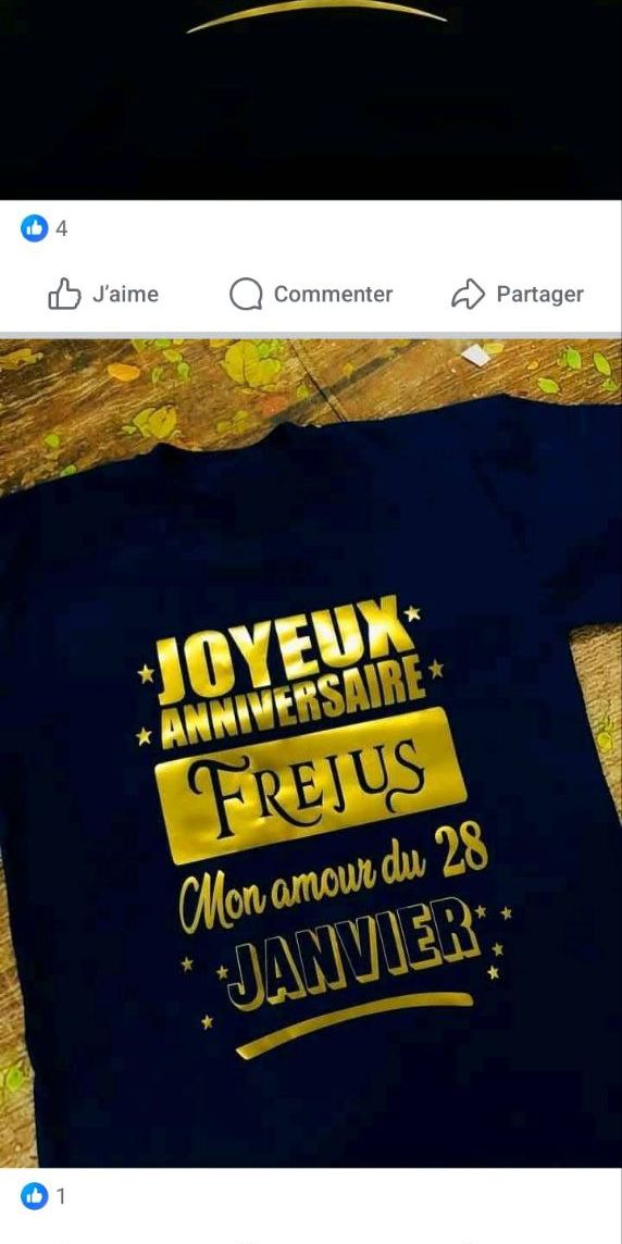 T-shirt joyeux anniversaire doré